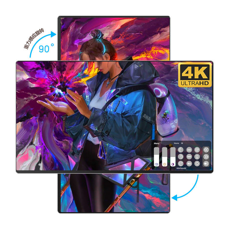 15.6-Inch 4K gravity-sensitive rotating narrow-side touch OSD portable display, supports MAC Android touch