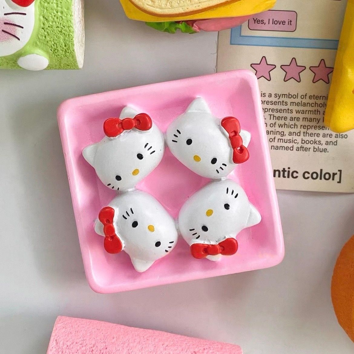 Cute hello kitty family bucket refrigerator sticker