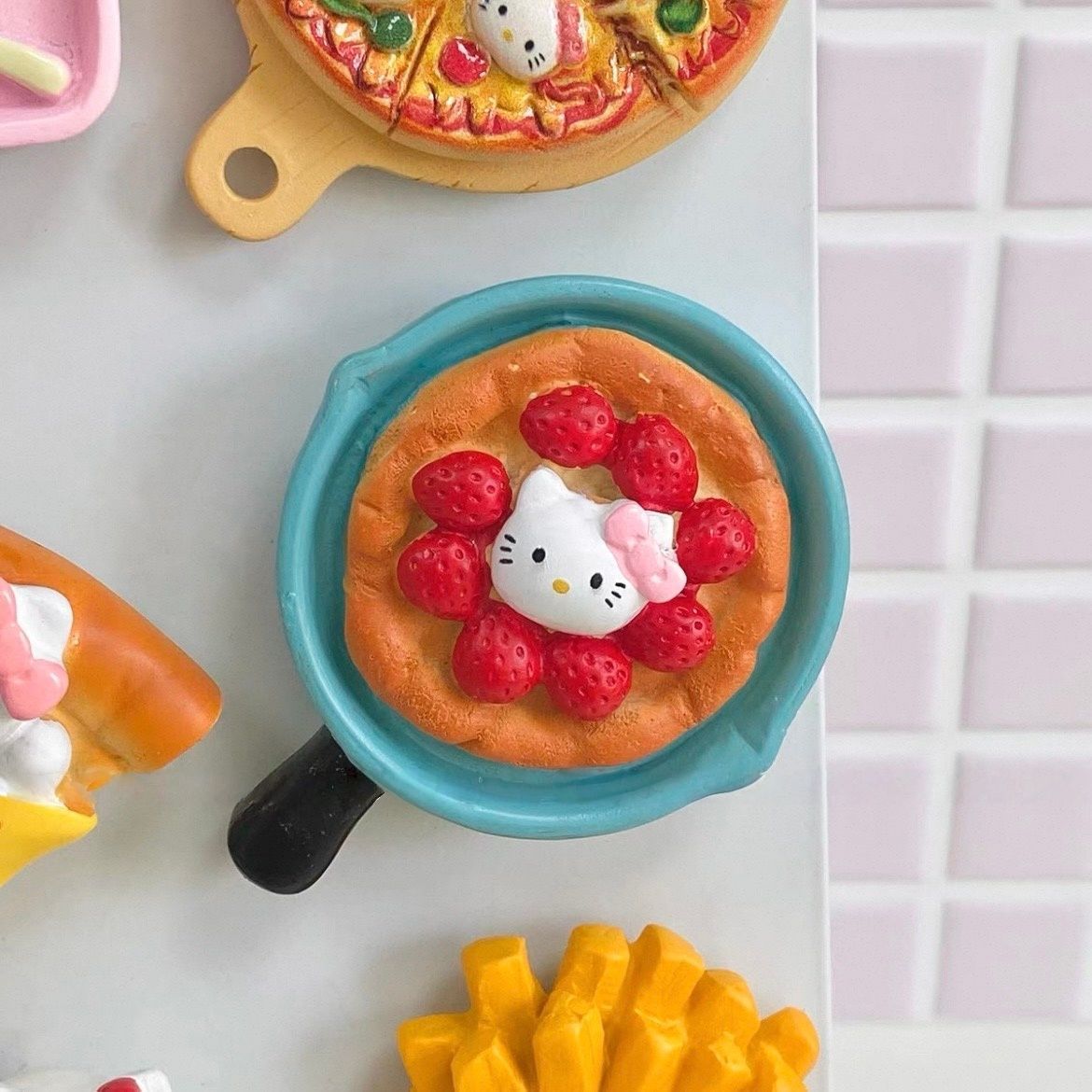 Cute hello kitty family bucket refrigerator sticker