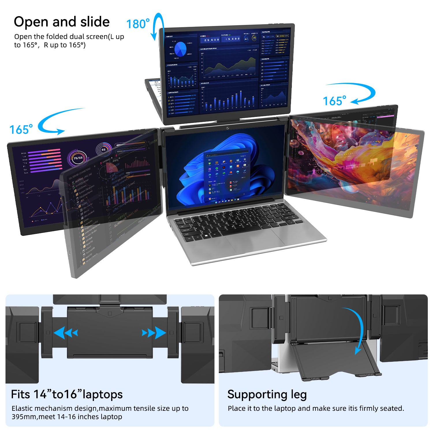 Laptop expansion screen first-line three-screen LCD portable monitor game switch external expansion secondary screen