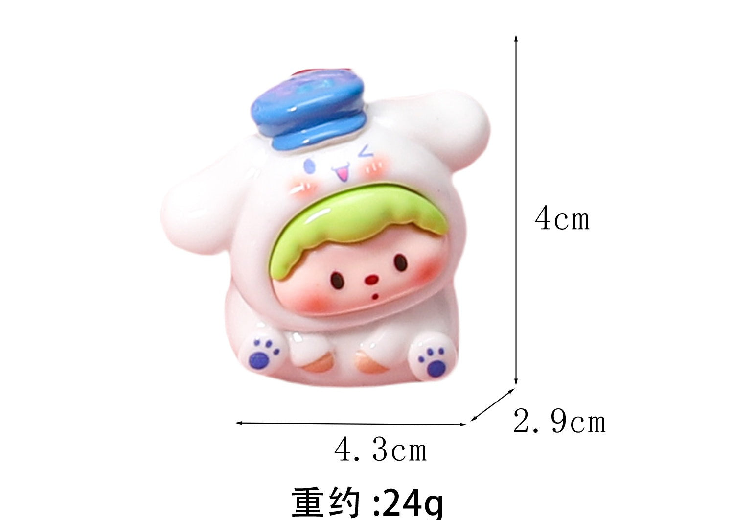 Sanlio crooked head cub, three-dimensional resin desktop decoration ornament handmade creativity